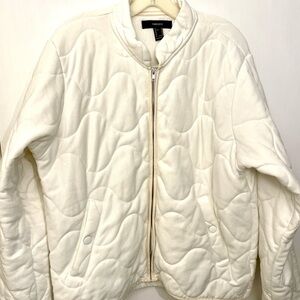 Forever 21 Cream Quilted Puffer Jacket